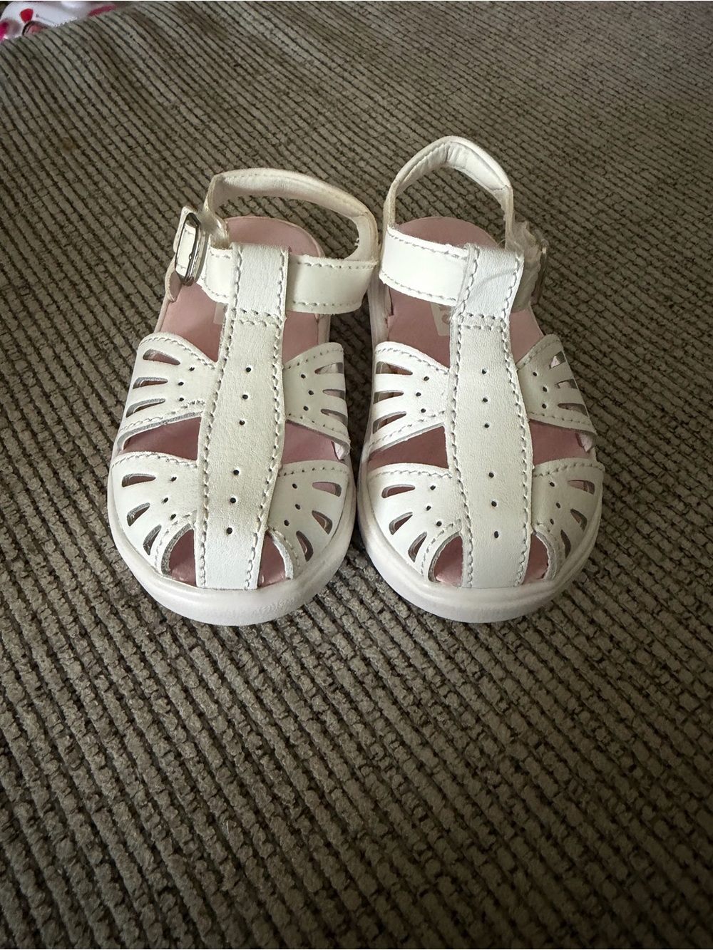 Keds White and Pink Baby Walker Sandals